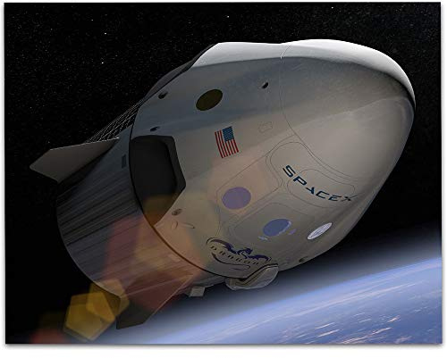Astronomy Poster - SpaceX Crew Dragon Artist Depiction - 11x14 Unframed Art Print - Vintage Posters for Dark Academia, Space Poster for Astronomers and Space Exploration Enthusiasts