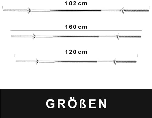 Lisaro Langhantel-Stange mit Sternverschlüssen 120/160/182 cm - Standardnorm gerändert und verchromt | Scheibenaufnahme Ø 30 mm | Profi Langhantel (160 cm)