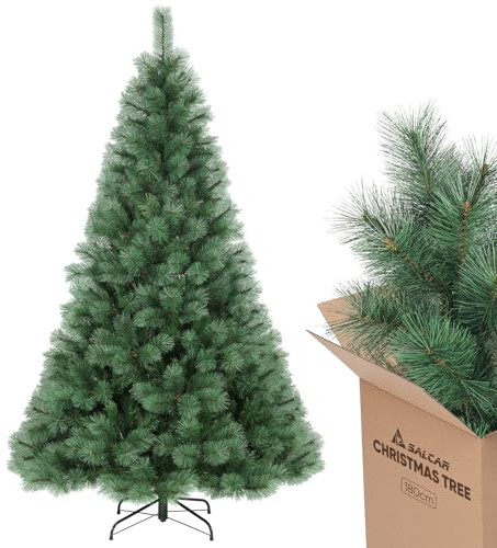 SALCAR Árbol de Navidad Artificial de 180 cm, Pino (diámetro Aprox. 100 cm) con Soporte de Metal, Sistema de Plegado rápido, 1,8 m para Interiores, fácil Montaje