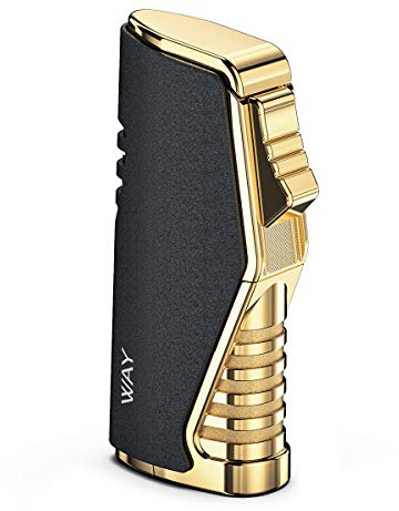 VVAY Sturmfeuerzeug 3 Jet Flammen Feuerzeug Winddicht Butan Gas nachfüllbar Gasfeuerzeug (ohne Gas verkauft)