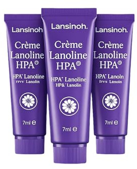 Lansinoh Crème lanoline HPA 3x7 ml Soin mamelons Allaitement Format voyage | Soulage les crevasses, Réduit sécheresse et irritations, Confort des seins, 100% naturelle, Sans rinçage, Sûre pour bébé