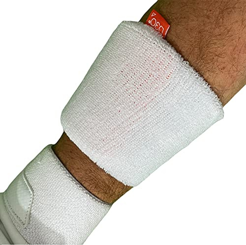 Ayrtek Cricket Arm Guard- Hybrid Sweatband Arm Guard- White (Stubby- 4 inch length)