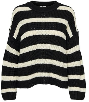 JDY Femme Jdyjusty L/S Pull À Rayures KNT Noos Sweater, Noir, M EU