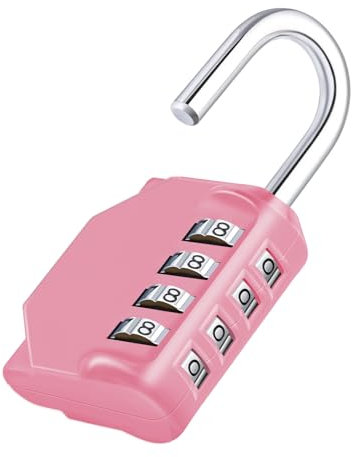 ZHEGE 4-Digit Combination Lock with Resettable Code, Weatherproof Heavy Duty Padlock for School Lockers, Gym, Gates, Fence, Shed & Garage Door - Outdoor Secure Lock (Pink)