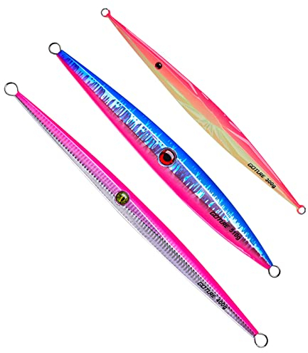 Goture Angel-Jigs, 300 g/350 g/390 g/400 g Salzwasserköder, schnell sinkende vertikale Jigg-Köder, Tiefsee-Angeln, Speed-Fall-Jigs, Blei-Salzwasser-Jigs, Se, gestreifter Barsch