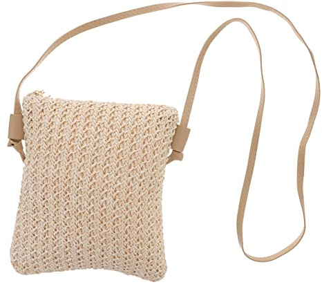 CHILDWEET Women S Crossbody Bag Straw Travel Bag Woven Shoulder Pu Pe Zipper Closure Long Strap for Summer Beach Day Vacation Travel Daily Essentials
