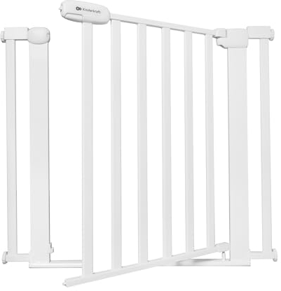 Kinderkraft Lock&GO Treppenschutzgitter Ohne Bohren, Türschutzgitter, Kinderschutzgitter, von 75 bis 103 cm, 90 Grad öffnen, doppelte Verriegelung, Weiß