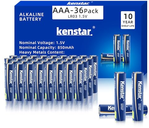 Waklyte Kenstar AAA Batteries 36 Pack, High-Performance Alkaline Triple A Battery for Household and Office Devices, 1.5 Volt, Leakproof, Long Lasting, 10-Year Shelf Life