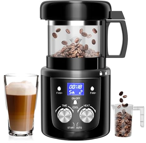 Torréfacteur Électrique De Grains De Café, Torréfacteur Avec Écran D'affichage LED, Puissance Éolienne Réglable De 1 À 8 Vitesses Et Capacité Sortie De 100 G, Chauffage Uniforme, Pour Restaurant