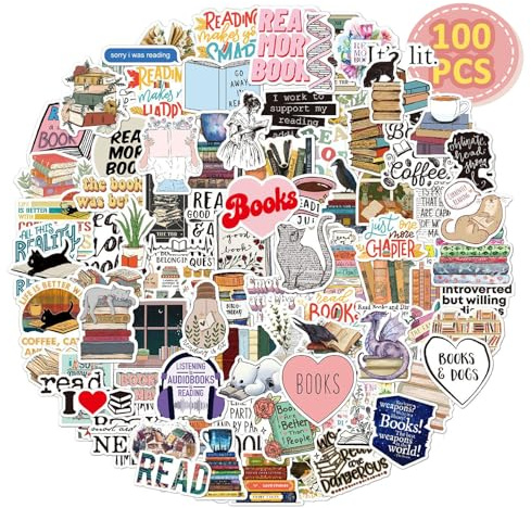 Hebterrka 100 st bokklistermärken, inspirerande bokklistermärken, positiva motivationer, vinyl vattentät bokvänskap presentklistermärken för bärbara datorer