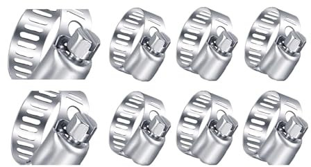 8 Pack Stainless Steel Hose Clip Adjustable 13-19mm Worm Gear Hose Clamp, Metal Fuel Line Pipe Clamp for Plumbing, Automotive and Mechanical Application