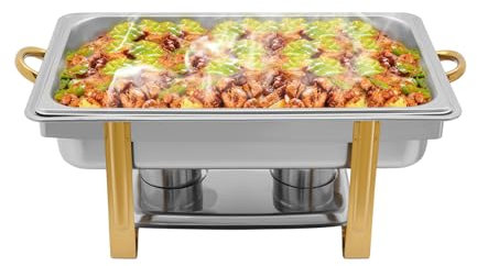 QUIOTUIR 9 L Chafing Dish Rectangular Buffet Chafing Dish Encimera Calentador plano calentador aparador plato Chafing acero inoxidable bandeja caliente para aparador marco durable