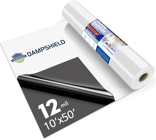 Crawl Space Vapor Barrier, 12 Mil 10'x50', Heavy Duty Vapor Barrier Plastic, Thick Plastic Sheeting, Black and White Panda Film, Drop Cloth Vapor Barrier Covering for Crawlspace Encapsulation