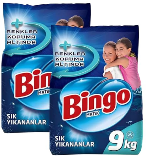 Bingo Waschpulver für weiße und bunte Wäsche – 2 x 9 kg – Großpackung