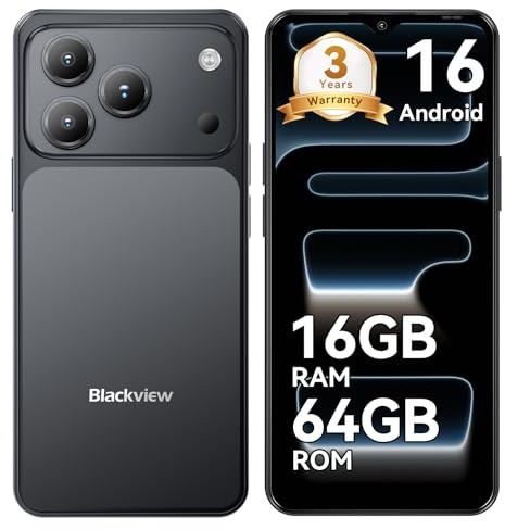 Blackview Wave 7C Smartphone Ohne Vertrag, Android 16 Smartphones 32MP+13MP KI Kamera, 16GB+64GB/2TB, 6.56 Handy Günstig, 5000mAh Simlockfreie Handys, 4G Dual SIM/Face ID/IP54/GPS/3 Jahre Garantie