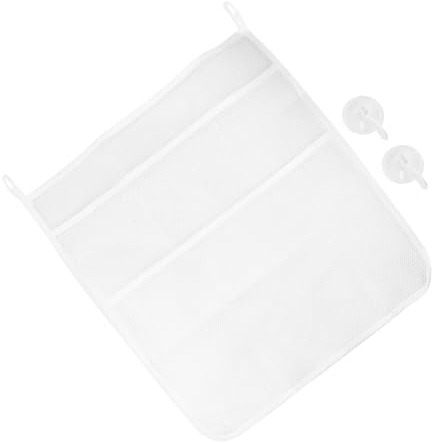 Milisten Borsa Portaoggetti da Bagno con Ventose in Rete Organizer per Giocattoli Contenitore a 4 Scomparti Bianco Adatto per Pannolini e Accessori