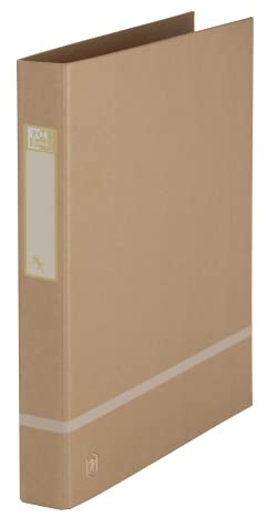 Oxford A4 Lever Arch Files, Recycled Paper-on-Board Eco Filing Folder, Natural Kraft Finish, 40 mm Spine with 2 D-Rings Holds Up to 225 Sheets, Adhesive Label
