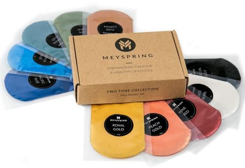 MEYSPRING Two Tone Collection - Mica Powder for Epoxy Resin & Acrylic - 100% Mineral, Non-Toxic, Inert Pigment Powder Set (10 Colors, 10g Each, 1E+1g)