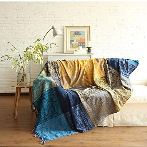 SHANNA Decke Sofa Flauschig, Sofadecke, Weiche & Warme Home Kuscheldecke, Couchdecke, Überwurfdecke, Bettüberwurf Wohndecke für Zuhause, Büro (Tibet Blue, 220 x 250 cm)
