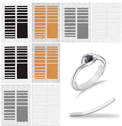 LIUJZZJ 152 Pièces Taille de Bague Invisible Ajusteur de Taille de Bague Lâche pour Fixation d'Anneaux Larges au Total 4 Couleurs 2 Types d'Épaisseur