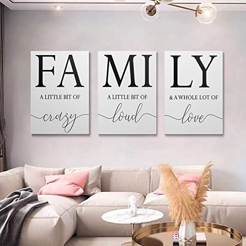 GUBIYU Home Family Wall Decor, Set of 3 Inspirational Canvas Prints Black and White Framed Canvas Art Paintings Wood Wall Decoration for Dining Room Bedroom Living Room 12x16