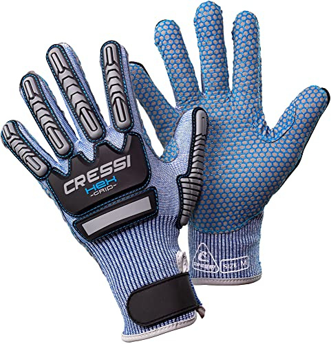 Cressi Hex Grip Gloves - Schnitt und Abriebfeste Handschuhe für Apnoe und Tauchen, Blau, XXL, Erwachsene Unisex