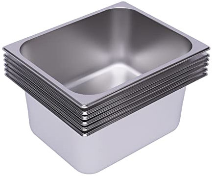 Futchoy 6 recipientes apilables de acero inoxidable 1/2 Gastro Recipiente rectangular Gastronorm (33 x 26 x 15)