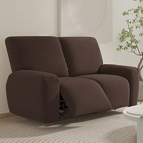 FANSU Recliner Chair Covers 2 Seater for Armchairs with Pockets, Stretch Recliner Slipcover for Electric Chair, Sofa Covers Furniture Protector for Living Room (2 Seater,coffee)