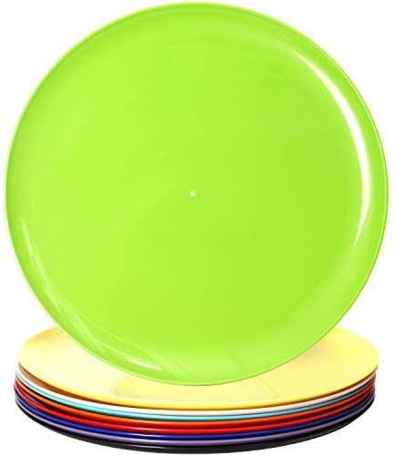 Youngever Confezione da 9 Piatti di Plastica da 30,5 cm, Grandi e Piani (Colori Arcobaleno)
