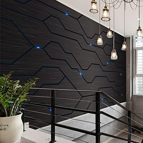 3D Black Metal Circuit Board Industrial Decorative Wallpaper Technology Company Decorative Mural Gaming Hall I Decoration Mural Custom 3d wallpaper paste living room the wall for bedroom-350cm×256cm