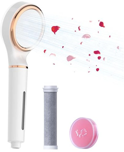 Waterdrop SF02-SR Tête de Douche Filtrante Avec Douchette, Filtre de Douche à La Vitamine C, Soins Des Cheveux et De La Peau,Adoucir L'eau, Réduire le Chlore, Rose