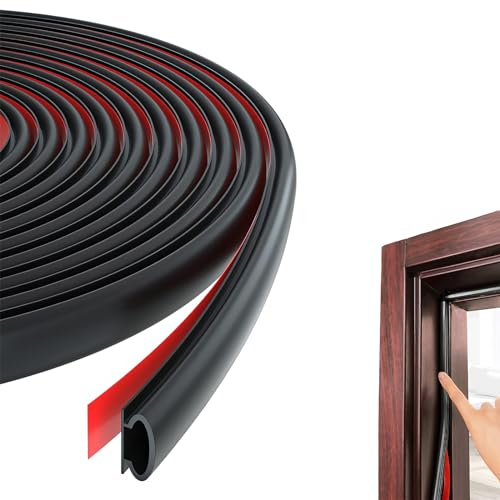 DHWEKU Joint Porte Fenêtre Isolant Froid et Phonique Type D,Joint De Porte D'Entrée Caoutchouc Autocollant,Bande PVC Cadre Porte Voiture,Joint D'étanchéIté Fenetre,Weather Stripping Door Seal(6M)
