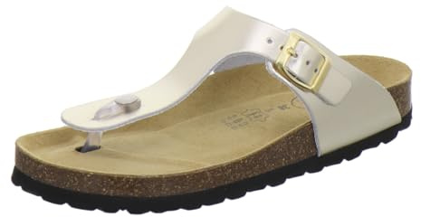 AFS-Schuhe 2107 - Tongs tendance pour femme - En cuir - Mules confortables avec semelle intérieure - Fabriquées en Allemagne, Laqué doré, 40 EU