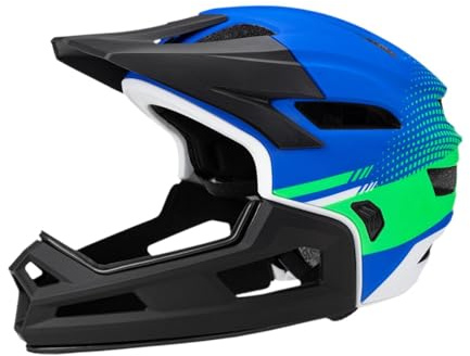 Milageto Casco Integrale da Bicicletta con Mentoniera Rimovibile per attività All'aperto, Verde Blu
