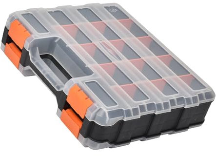 Uqezagpa Scatola per attrezzi a doppio lato, contenitore per attrezzi per minuteria, piccole parti, scatola di smistamento