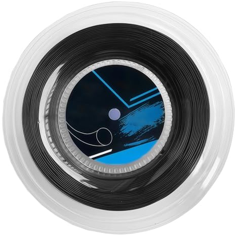 Cuerda de tenis de poliéster de 200 m, calibre 17, revestimiento de silicona entrelazada, control de precisión, negro, juego profesional y entrenamiento, ideal para tenis