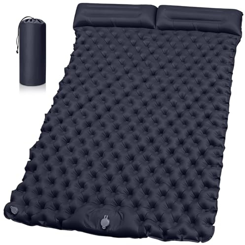 XUNIVERS Materassino Campeggio Autogonfiante 2 persone,Ultraleggero Materasso Gonfiabile Campeggio con Cuscino,Portatile Materassino Autogonfiabilecon Pompa a Pedale, per Escursionismo,Trekking,Tenda