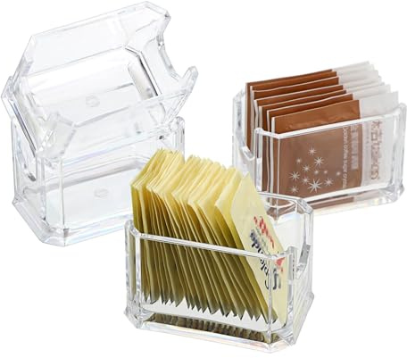 Genérico Conjunto de 4 soportes para sobres azúcar y organizadores bolsitas té acrílico dispensador condimentos transparente moderno restaurantes oficinas cafeterías reuniones
