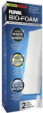 Fluval Bio-Foam Schaumstoffpatrone, für Fluval Außenfilter 206, 306, 207 und 307, 2er Pack