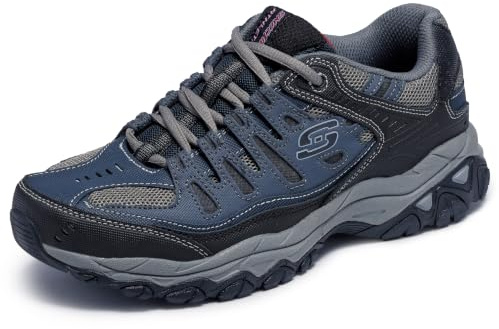 Skechers Afterburn Memory Fit Sneakers för män, sneakers med snörning, Marinblått Xsp, 44 EU