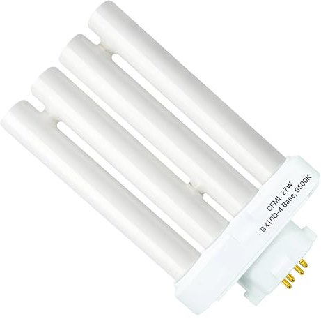 ARSUK 27W Ersättningslampa för Dagsljuslampor med hög Synskärpa, GX10Q-4 – 4-Pin CFL, 6500K Vit – Energibesparande Ersättningstublampa för Skrivbord, Kontor och Läsning