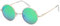 styleBREAKER Unisex Sonnenbrille kleine runde Gläsern und filigranem Metall Rahmen, Schmale Ausführung, Federscharniere 09020065, Farbe:Gestell Gold/Glas Grün-Blau verspiegelt