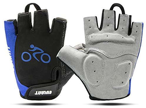 ONTYZZ Fahrradhandschuhe Fitness Handschuhe Damen Herren Trainingshandschuh Adjustable Sporthandschuhe für Radsport Camping Fingerlose Handschuhe Blau/L