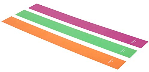 Amazon Basics Fitnessband aus thermoplastischem Elastomer, 1500 mm, 3-teiliges Set, Mehrfarbig