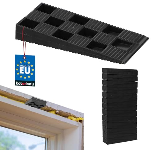 KOTARBAU® Set di 25 cunei di montaggio in plastica, 94 x 44 x 14 mm, per finestre, porte, telaio della finestra, nero