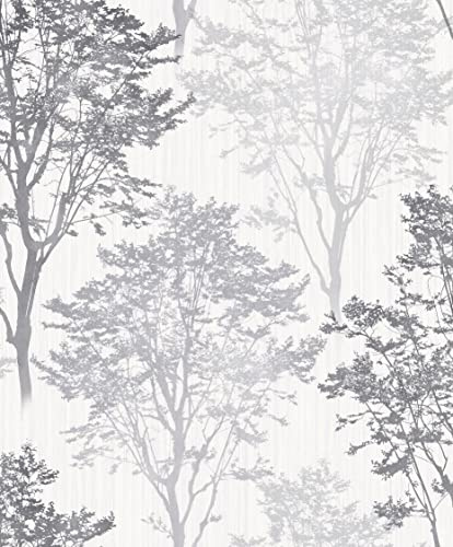 Arthouse Wildwood Cool Monochrome Grey Tones Vinyl Wallpaper- Hard Wearing Beautiful - Textured Glitter Finish - Living Spaces & Feature Walls - Bedroom - Dining - Hallway - Living Areas - 259502