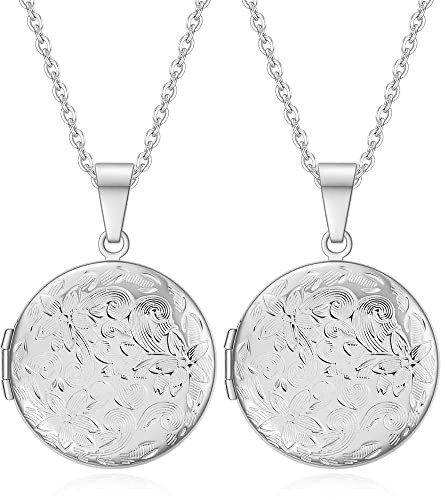 Liitata 2 Pezzi Collana con Medaglione Portafoto a Forma di Fiore, Collane con Medaglione Portafoto in Acciaio Inox, Collana per Ricordi Fotografici per Donne e Ragazze, Idea Regalo per Compleanno