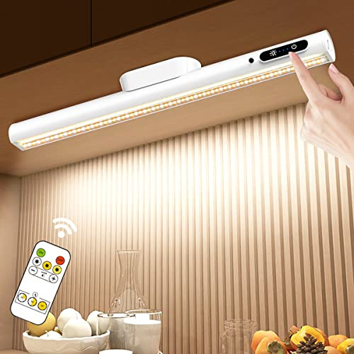 Hapfish Lampada da Scrivania Senza Fili, 4000mAh Lampada da Tavolo Magnetica Ricaricabile, Luce LED Sottopensile con Telecomando, per Cucina, Specchio Bagno, Muro, Armadio, Mensola, Monitor, Parete