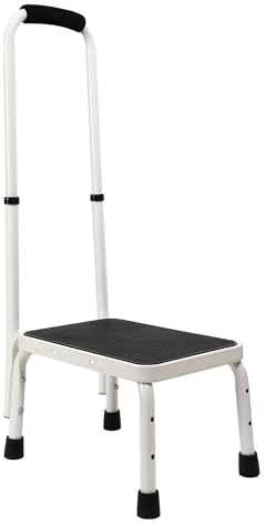 Sattiyrch stegpall med handtag för Ederly, robust och lätt pall med halkfri plattform, lätt att greppa, stöder säkert upp till 158 kg med 23 cm