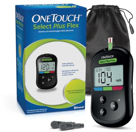 OneTouch Select Plus Flex® Glucometro | Sistema per l‘automonitoraggio della glicemia | contiene 1 glucometro, 1 dispositivo pungidito, 10 lancette sterili